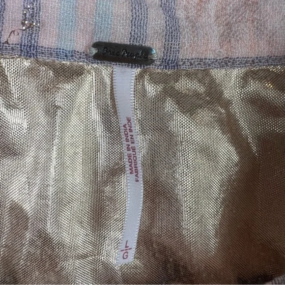 Free People Womens Button Up Shirt Large Peach Plaid Relaxed Dolman Sleeve Crop - Picture 5 of 9